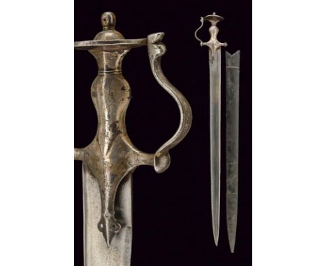 dating: 19th Century provenance: India, Wide, straight, single-edged blade, similar to a khyber knife, with enlarged back, ta