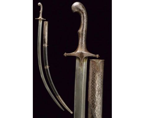 dating: Mid 19th Century provenance: Persia, Curved, double-edged blade with groove on the back and another, very thin, among