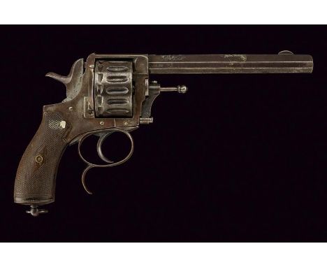 dating: 1875-1890 provenance: Belgium, Octagonal, rifled, cal. 22 barrel, with fore-sight; sixteen-shot cylinder, frame marke