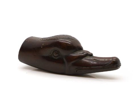 A carved mahogany furniture element late 18th Century, in the form of a swan head,4cm wide6cm high16cm longCondition Reportli