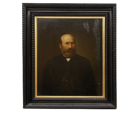 Walery, Paris a portrait of a gentlemanoil on panel, over a photograph, 39 x 32cm, in an ebonised frame