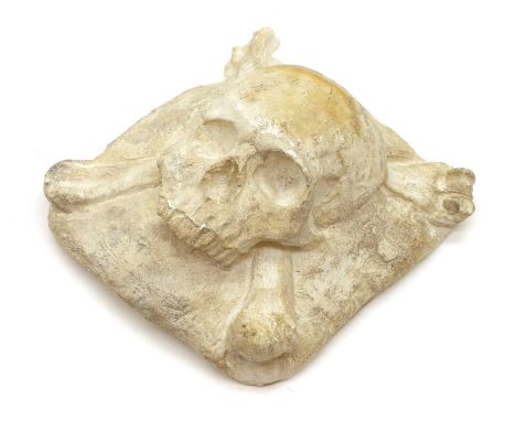 A plaster Memento Mori skull, 20th century,21 x 23cm 10.5cm highCondition ReportSome chips and wear.