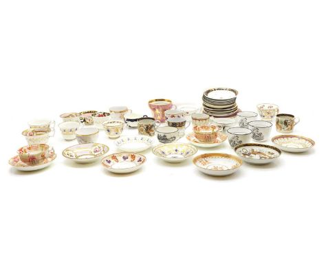 A collection of twenty-two porcelain cups and saucers, 19th/20th century, to include a Minton example, a Worcester and Staffo