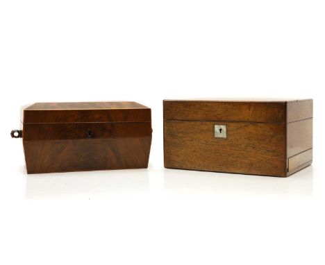 A Victorian rosewood dressing case the hinged rectangular top enclosing a fitted interior with various silver-plated topped g