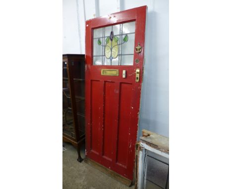 An Art Deco stained glass door 