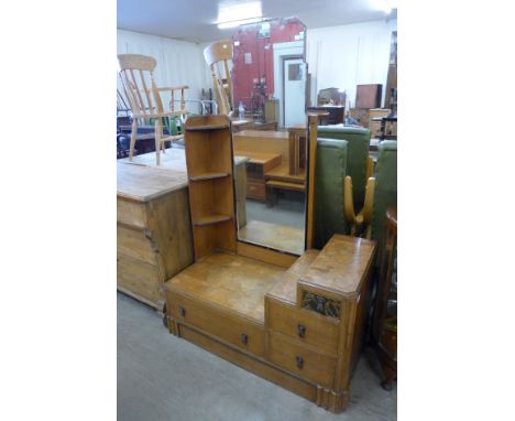 An Art Deco oak dressing table 