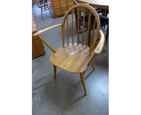 An Ercol Blonde elm and beech Windsor elbow chair 