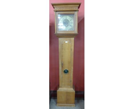 An oak 30-hour longcase clock, the 10.5 inch brass dial signed Tantum, Loscoe, 204cms h 