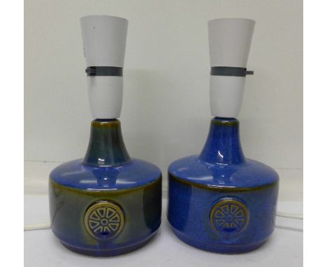 A pair of Danish Soholm 1960's ceramic table lamps designed by Maria Philippi, 'Northern Lights' design