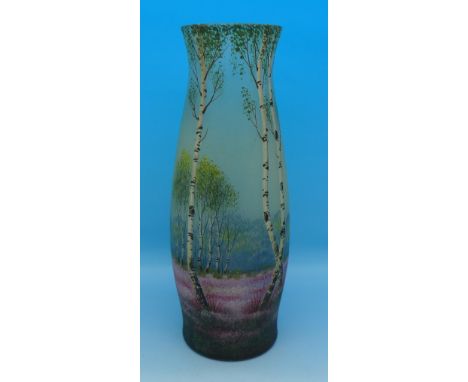 An Art Nouveau French acid etched and enamel vase, possibly Daum, height 18cm