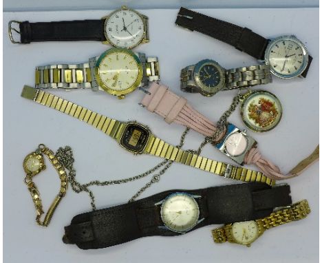 Lady's and gentleman's wristwatches including Accurist, Timex, Sekonda, and Rotary