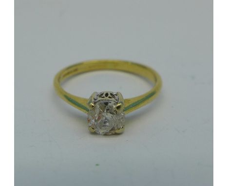 An 18ct gold and diamond ring, 0.5 carat diamond weight, 2g, K