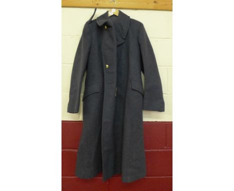 A military issue overcoat, with label marked "Coat Great Blue-Grey W.O., size 8, 5'9" and 5'10", 38" to 40", H. Edgard & Sons