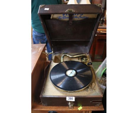 Alba Portable Record Player with brass fitted corners 