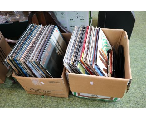 2 Boxes of assorted Vinyl Records to include Genesis, Bob Dylan, ABBA etc 