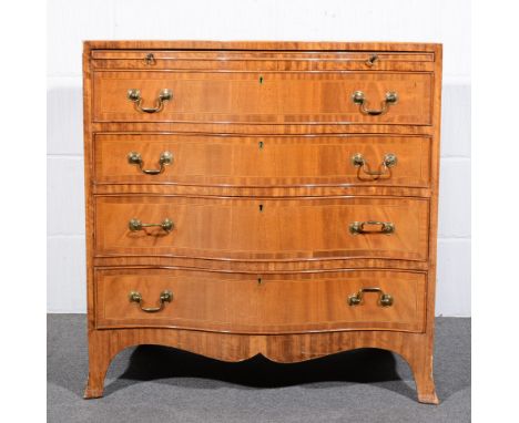 George III style mahogany bachelors chest, serpentine front, the top with broad cross-banding, boxwood and ebony stringing, t