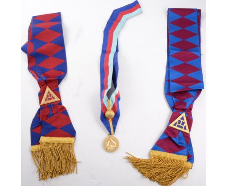 Case of Masonic Regalia and medals, one named R F Jeffries of 109 Squadron a navigator in the Oboe marking mission, three med