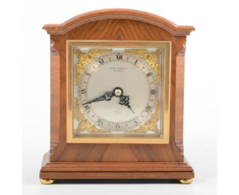 Elliott walnut cased mantel clock, square silvered dial, signed Pearce & Sons Limited, London, 18cm.