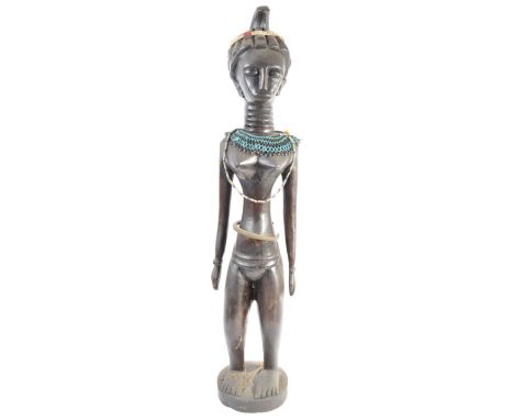 Tribal Antiquities - an antique late 19th / early 20th century African Sierra Leone tribal hardwood carved Mende figure. The 