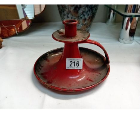 An Arts &amp; Crafts enamel chamber candlestick