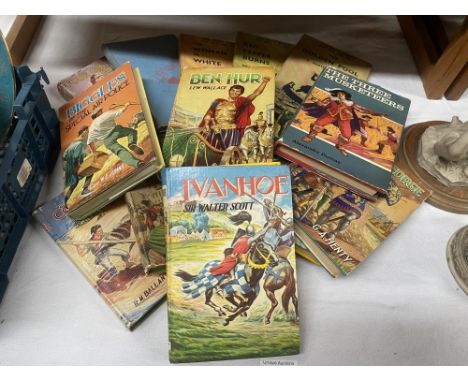 A quantity of vintage hardback books including childrens Ivanhoe, Biggles, Ben-Hur etc