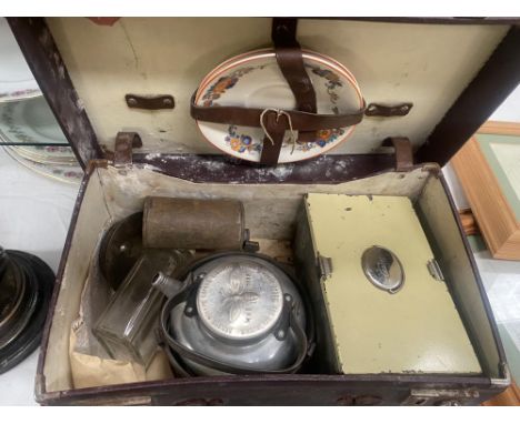 A vintage motoring picnic case &amp; contents