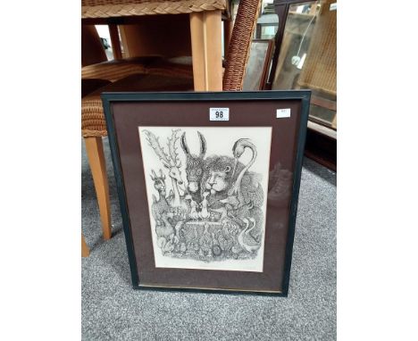 A limited edition framed &amp; glazed print 'Speakers corner' No 30/100 by K. Morton 1977