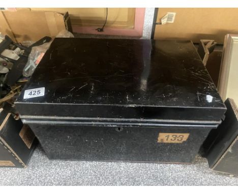 A vintage tin deed box