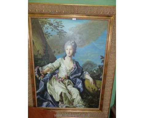 A contemporary Oil on canvas being a reproduction of the Louis Michel Van Loo painting ''A Portrait of The Contesse Marie Lou
