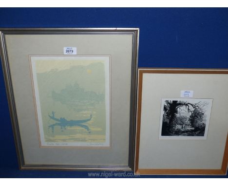 A wood engraving 'Top Lock' signed Philip Shepherd and a limited edition print 'Venice' signed.