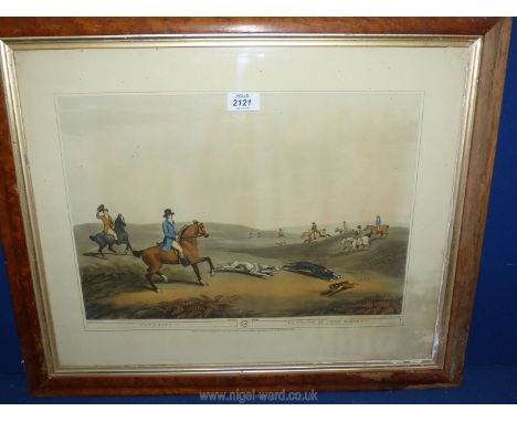 A framed and mounted print 'Coursing I. La Chasse Au Chien Warrant I', 25" x 21".