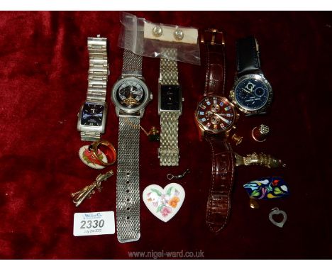 A quantity of Costume Jewellery and watches including novelty Stratton, tie clip, articulated fish, Grafton Monte Wehro wrist