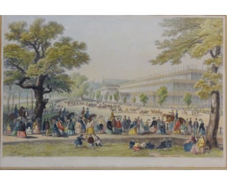 'View From Kensington Gardens, Looking Down the Kings Road', 19th century lithograph hand coloured engraved by Robert Carrick