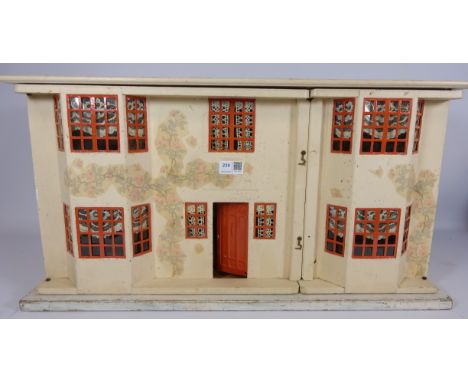 Vintage Tri-ang Art Deco style dolls house with some retro style furniture, H34cm x L67cm    Condition Report   Click here fo