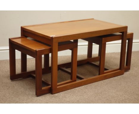 Vintage retro teak nest of three tables, 74cm x 41cm, H41cm   Condition Report   Click here for further images, condition, au