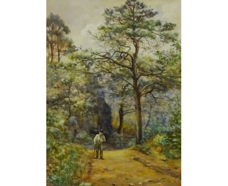 The Stick Gatherer, watercolour signed by Amy Dora Percy (1860-1957), and dated '85, 36cm x 26cm (Amy was the daughter of Syd