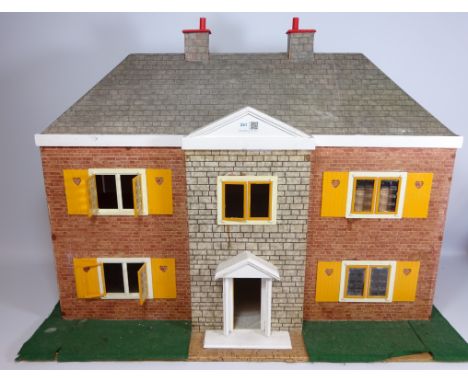 Vintage Regency style dolls house with furniture, H63cm x L84cm    Condition Report   Click here for further images, conditio