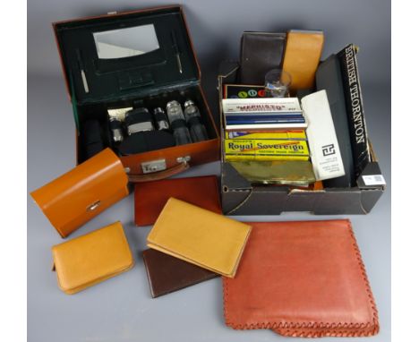 Vintage vanity/ travel case, brush set, leather wallet, Vintage stationary items, calculators etc    Condition Report   Click
