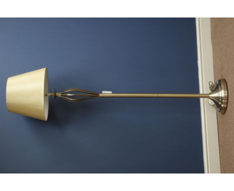 Burnished metal standard lamp with shade, H157cm   Condition Report   Click here for further images, condition, auction times