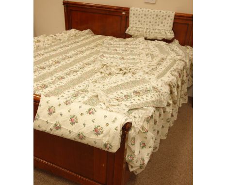 Pair of Dorma lined floral curtains W201cm, Drop - 183cm with matching bed spread, two pillow cases, quilt cover, quilted thr