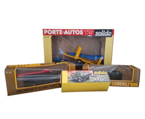 A group of 15 vintage Solido cast metal vehicles, to include 7 none military vehicles and 8 military vehicles, all in origina