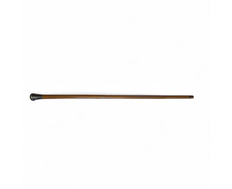 A silver topped swagger stick, London , initialled SM, but hall mark indistinguishable ,  Missing its ferrule  measures 92cm 
