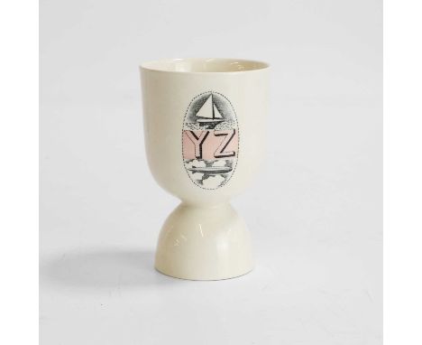 Eric Ravilious (1903-1942) for Wedgwood, a pink 'Alphabet' egg cup, printed marks and painted 'CL 6260 T',10.4cm highProvenan