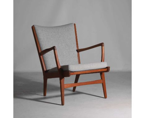 Hans Wegner (Danish, 1914-2007) for A P Stolen, an 'AP 16' lounge chair, 1950s, teak and upholstery, 57cm wide57cm deep82cm h