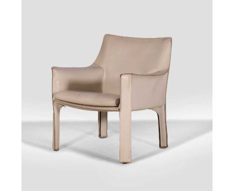 Mario Bellini (Italian, b.1935) for Cassina, a 'Cab 413' armchair, originally designed in 1977, white leather upholstery over