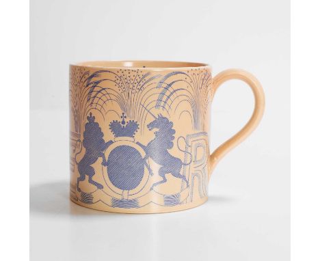 Eric Ravilious (1903-1942) for Wedgwood, a 1937 King Edward VIII coronation mug, printed design, printed and impressed marks,
