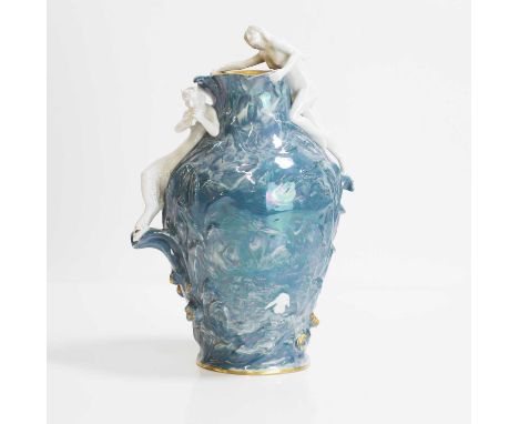 Joseph Vetter for Bauer, Rosenthal & Co., a Kronach porcelain vase, c.1900, German, of ovoid form decorated with applied figu