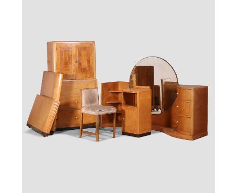 Betty Joel (1894-1985) for Token Works, an Art Deco sycamore bedroom suite, c.1935, comprising: a dressing table,with drawers