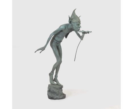 ▲ David Goode (b.1966), 'The Drinker', a bronze fountain modelled as a goblin, signed 'DAVID GOODE 1997 AP', and stamped 'AWF