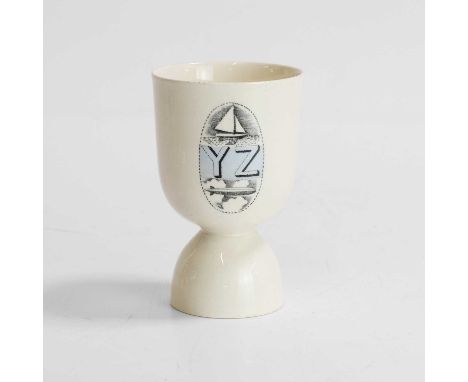 Eric Ravilious (1903-1942) for Wedgwood, a blue 'Alphabet' egg cup, printed marks and painted 'AL 6261 T',10.4cm highProvenan